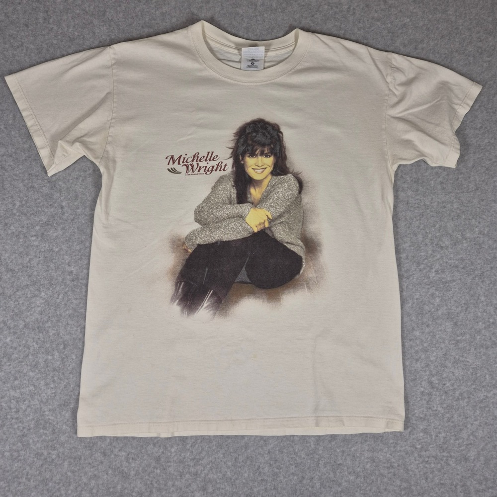 Gildan Michelle Wright T-Shirt Unisex Medium Cream 1998 Vintage Country Music